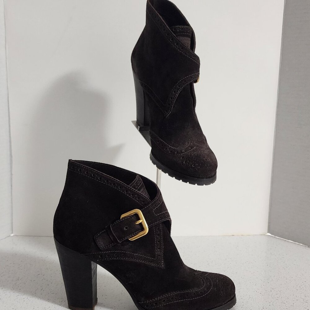 Prada brown suede mini boots